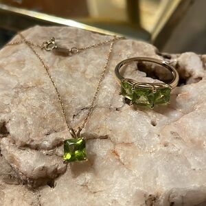 10K Gold Peridot Ring/Necklace